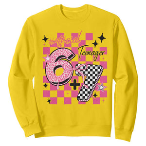 Funny 13th Birthday Official Teenager Sweatshirt 6+7 13 Year Old Kids Girls Pink Checkered 67 Meme TS10 Daisy Print Your Wear