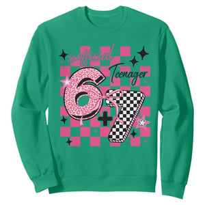 Funny 13th Birthday Official Teenager Sweatshirt 6+7 13 Year Old Kids Girls Pink Checkered 67 Meme TS10 Irish Green Print Your Wear