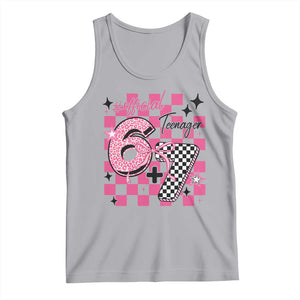 Funny 13th Birthday Official Teenager Tank Top 6+7 13 Year Old Kids Girls Pink Checkered 67 Meme TS10 Athletic Heather Print Your Wear