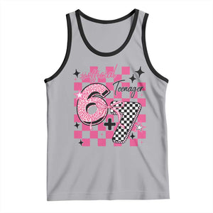 Funny 13th Birthday Official Teenager Tank Top 6+7 13 Year Old Kids Girls Pink Checkered 67 Meme TS10 Athletic Heather Black Print Your Wear