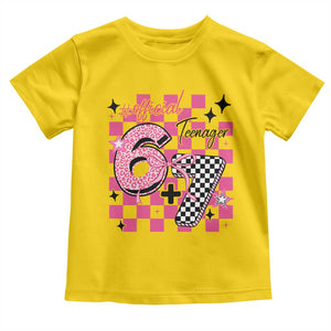 Funny 13th Birthday Official Teenager Toddler T Shirt 6+7 13 Year Old Kids Girls Pink Checkered 67 Meme TS10 Daisy Print Your Wear
