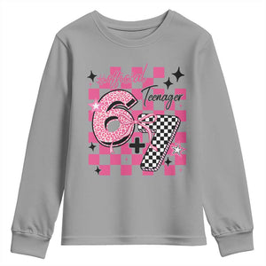 Funny 13th Birthday Official Teenager Youth Sweatshirt 6+7 13 Year Old Kids Girls Pink Checkered 67 Meme TS10 Sport Gray Print Your Wear