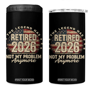The Legend Has Retired 2026 4 in 1 Can Cooler Tumbler Funny Retirement USA Flag TS10 One Size: 16 oz Black Print Your Wear