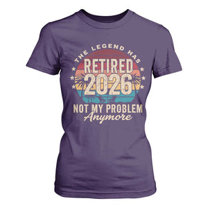 The Legend Has Retired 2026 T Shirt For Women Retro Funny Retirement TS10 Purple Print Your Wear