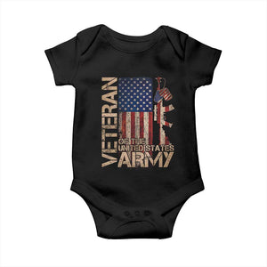 Veteran Of The United States Baby Onesie Army US Flag Veteran Patriotic TS10 Black Print Your Wear