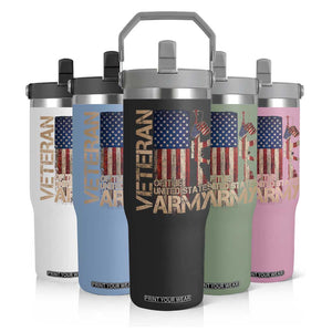 Veteran Of The United States Flip Straw Tumbler Army US Flag Veteran Patriotic TS10 Print Your Wear