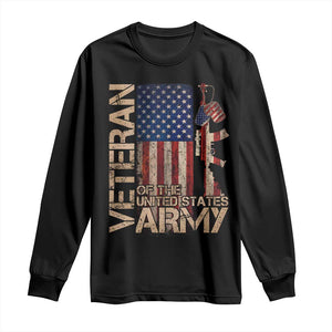 Veteran Of The United States Long Sleeve Shirt Army US Flag Veteran Patriotic TS10 Black Print Your Wear
