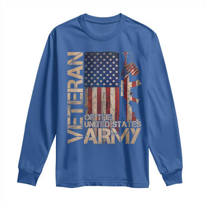 Veteran Of The United States Long Sleeve Shirt Army US Flag Veteran Patriotic TS10 Royal Blue Print Your Wear