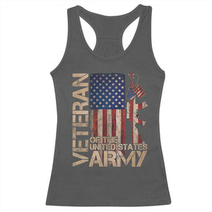 Veteran Of The United States Racerback Tank Top Army US Flag Veteran Patriotic TS10 Dark Heather Print Your Wear
