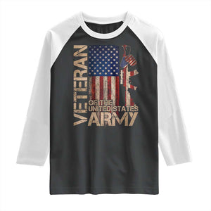 Veteran Of The United States Raglan Shirt Army US Flag Veteran Patriotic TS10 Black White Print Your Wear