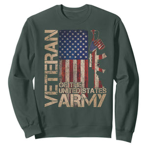 Veteran Of The United States Sweatshirt Army US Flag Veteran Patriotic TS10 Dark Forest Green Print Your Wear