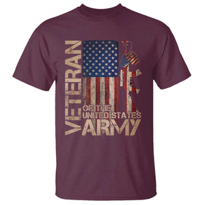 Veteran Of The United States T Shirt Army US Flag Veteran Patriotic TS10 Maroon Print Your Wear