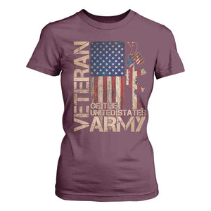 Veteran Of The United States T Shirt For Women Army US Flag Veteran Patriotic TS10 Maroon Print Your Wear