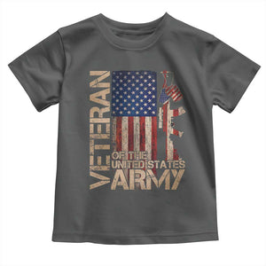 Veteran Of The United States Toddler T Shirt Army US Flag Veteran Patriotic TS10 Dark Heather Print Your Wear