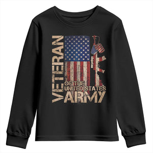 Veteran Of The United States Youth Sweatshirt Army US Flag Veteran Patriotic TS10 Black Print Your Wear
