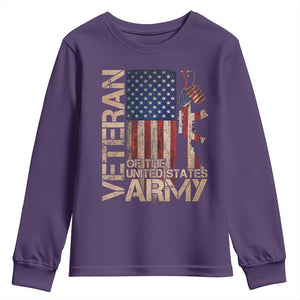 Veteran Of The United States Youth Sweatshirt Army US Flag Veteran Patriotic TS10 Purple Print Your Wear