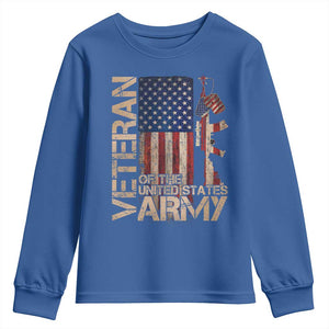 Veteran Of The United States Youth Sweatshirt Army US Flag Veteran Patriotic TS10 Royal Blue Print Your Wear