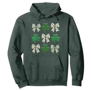 St Patricks Day Lucky Coquette Hoodie Leopard Shamrocks Bow Irish Gift TS10 Dark Forest Green Print Your Wear