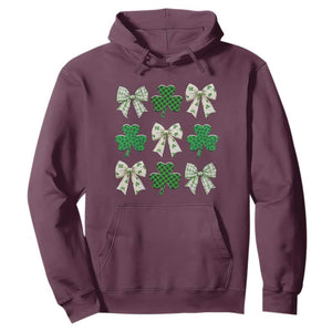 St Patricks Day Lucky Coquette Hoodie Leopard Shamrocks Bow Irish Gift TS10 Maroon Print Your Wear
