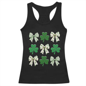 St Patricks Day Lucky Coquette Racerback Tank Top Leopard Shamrocks Bow Irish Gift TS10 Black Print Your Wear