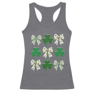 St Patricks Day Lucky Coquette Racerback Tank Top Leopard Shamrocks Bow Irish Gift TS10 Charcoal Print Your Wear