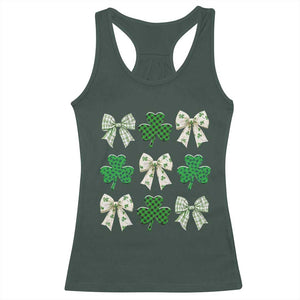 St Patricks Day Lucky Coquette Racerback Tank Top Leopard Shamrocks Bow Irish Gift TS10 Dark Forest Green Print Your Wear