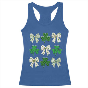 St Patricks Day Lucky Coquette Racerback Tank Top Leopard Shamrocks Bow Irish Gift TS10 Royal Blue Print Your Wear
