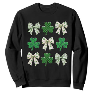 St Patricks Day Lucky Coquette Sweatshirt Leopard Shamrocks Bow Irish Gift TS10 Black Print Your Wear