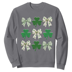 St Patricks Day Lucky Coquette Sweatshirt Leopard Shamrocks Bow Irish Gift TS10 Charcoal Print Your Wear