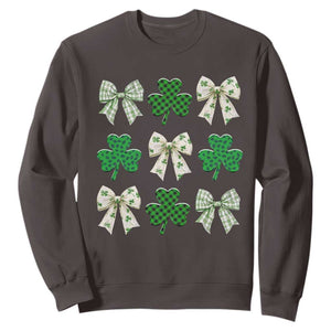 St Patricks Day Lucky Coquette Sweatshirt Leopard Shamrocks Bow Irish Gift TS10 Dark Chocolate Print Your Wear
