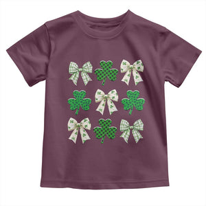 St Patricks Day Lucky Coquette Toddler T Shirt Leopard Shamrocks Bow Irish Gift TS10 Maroon Print Your Wear