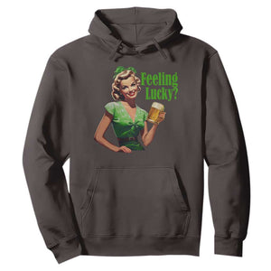 St. Patricks Day Hoodie Feeling Lucky Trendy Retro TS10 Dark Chocolate Print Your Wear