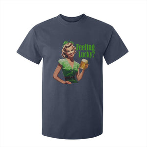 St. Patricks Day T Shirt For Kid Feeling Lucky Trendy Retro TS10 Navy Print Your Wear