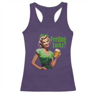 St. Patricks Day Racerback Tank Top Feeling Lucky Trendy Retro TS10 Purple Print Your Wear
