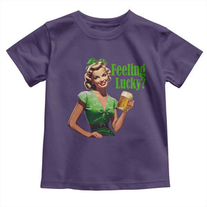 St. Patricks Day Toddler T Shirt Feeling Lucky Trendy Retro TS10 Purple Print Your Wear