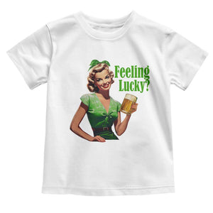 St. Patricks Day Toddler T Shirt Feeling Lucky Trendy Retro TS10 White Print Your Wear