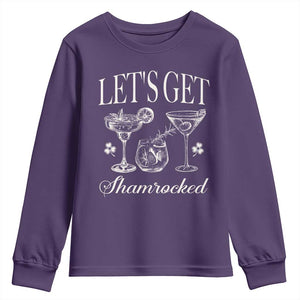 St Patricks Day Cocktail Youth Sweatshirt Lets Get Shamrocked TS10 Purple Print Your Wear