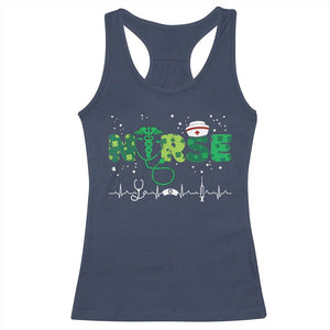 Nurse St Patricks Day Racerback Tank Top Stethoscope Scrub Irish Nurses Paddys Day TS10 Navy Print Your Wear