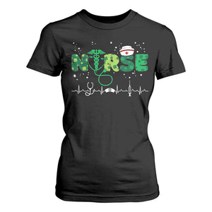 Nurse St Patricks Day T Shirt For Women Stethoscope Scrub Irish Nurses Paddys Day TS10 Black Print Your Wear