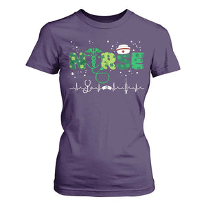 Nurse St Patricks Day T Shirt For Women Stethoscope Scrub Irish Nurses Paddys Day TS10 Purple Print Your Wear