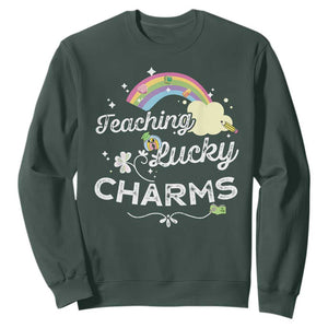 Girls St. Patricks Day Sweatshirt Little Miss Shenanigans TS10 Dark Forest Green Print Your Wear