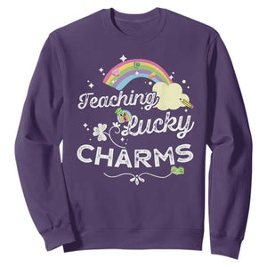 Girls St. Patricks Day Sweatshirt Little Miss Shenanigans TS10 Purple Print Your Wear