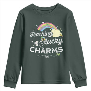 Girls St. Patricks Day Youth Sweatshirt Little Miss Shenanigans TS10 Dark Forest Green Print Your Wear