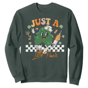 Nurse St Patrick's Sweatshirt Just A Little Pinch TS10 Dark Forest Green Print Your Wear