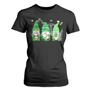 Nurse St Patricks Day T Shirt For Women Lucky Shamrock Leopard Gnomes Irish Nurses TS10 Black Print Your Wear