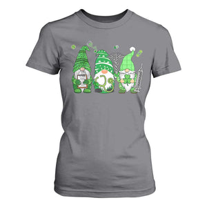 Nurse St Patricks Day T Shirt For Women Lucky Shamrock Leopard Gnomes Irish Nurses TS10 Charcoal Print Your Wear