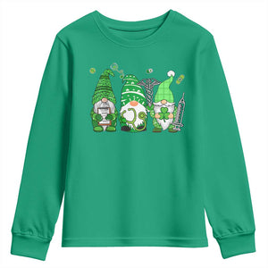 Nurse St Patricks Day Youth Sweatshirt Lucky Shamrock Leopard Gnomes Irish Nurses TS10 Irish Green Print Your Wear