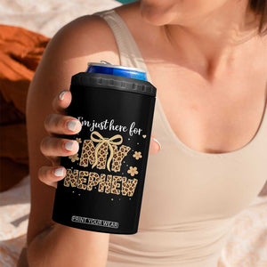 Im Just Here For My Nephew 4 in 1 Can Cooler Tumbler Gift For Aunt From Nephew Leopard TS10 Print Your Wear