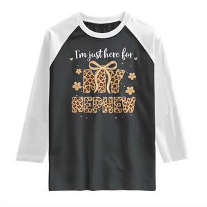 Im Just Here For My Nephew Raglan Shirt Gift For Aunt From Nephew Leopard TS10 Black White Print Your Wear