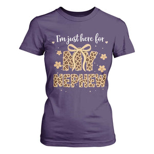 Im Just Here For My Nephew T Shirt For Women Gift For Aunt From Nephew Leopard TS10 Purple Print Your Wear